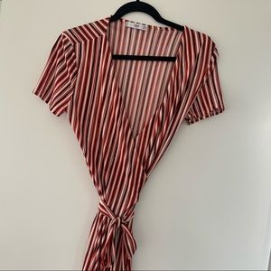 Mango stripped wrap dress